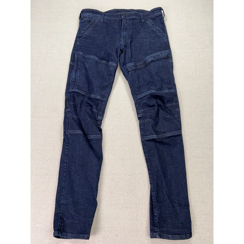 G-Star Raw Rackam 3D Skinny Jeans Mens 34x32 Indigo Blue Punk Rock Biker Skater